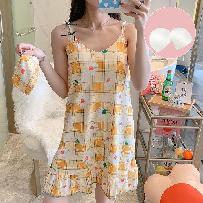 Summer Suspender Nightdress Women''s Bra Pajamas Pure Cotton