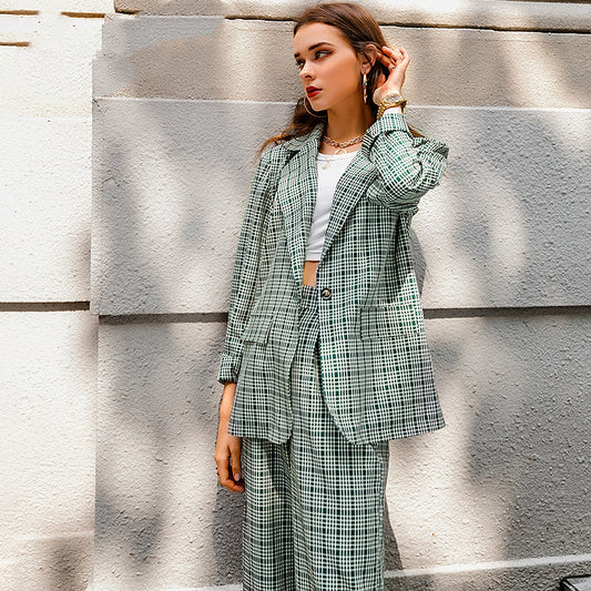 Women's Casual Commuter Plaid Elegant Temperament Professional Wear