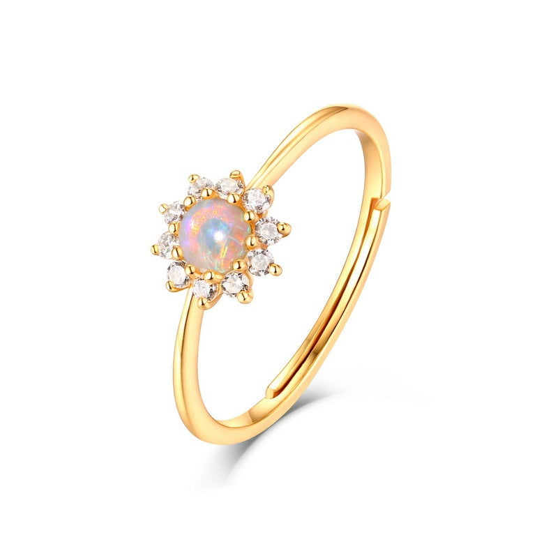 Blue Topaz Sunflower Ring Ring