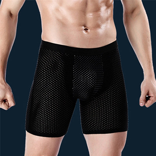 Men's Ice Silk Mesh Lengthened Boxer Underwear