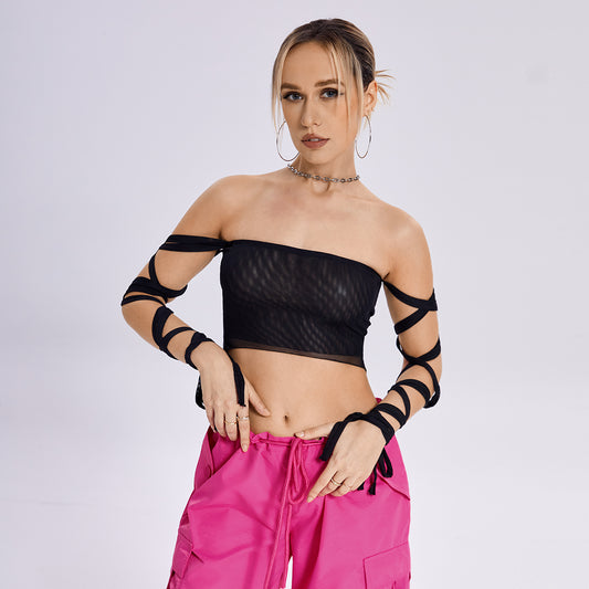 Style Womens Elastic Cross Arm Solid Color Straps Tank Top Casual Summer Ladies Slim Top