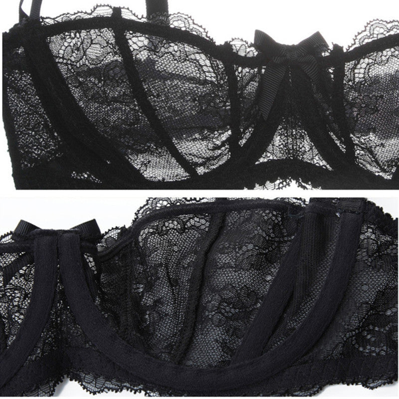 Half Cup Lace Bra Set Women