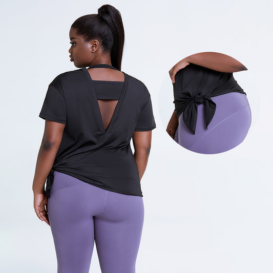 Activewear Workout Tops Women Side Split Back Yoga Shirt