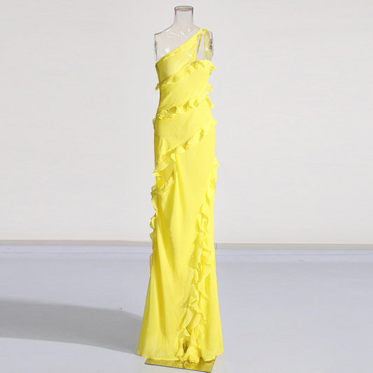 Fashion French Elegant Ribbon Split Dress Women