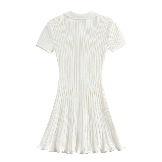 Classic White Classic Style Knitted Dress Waist Women's