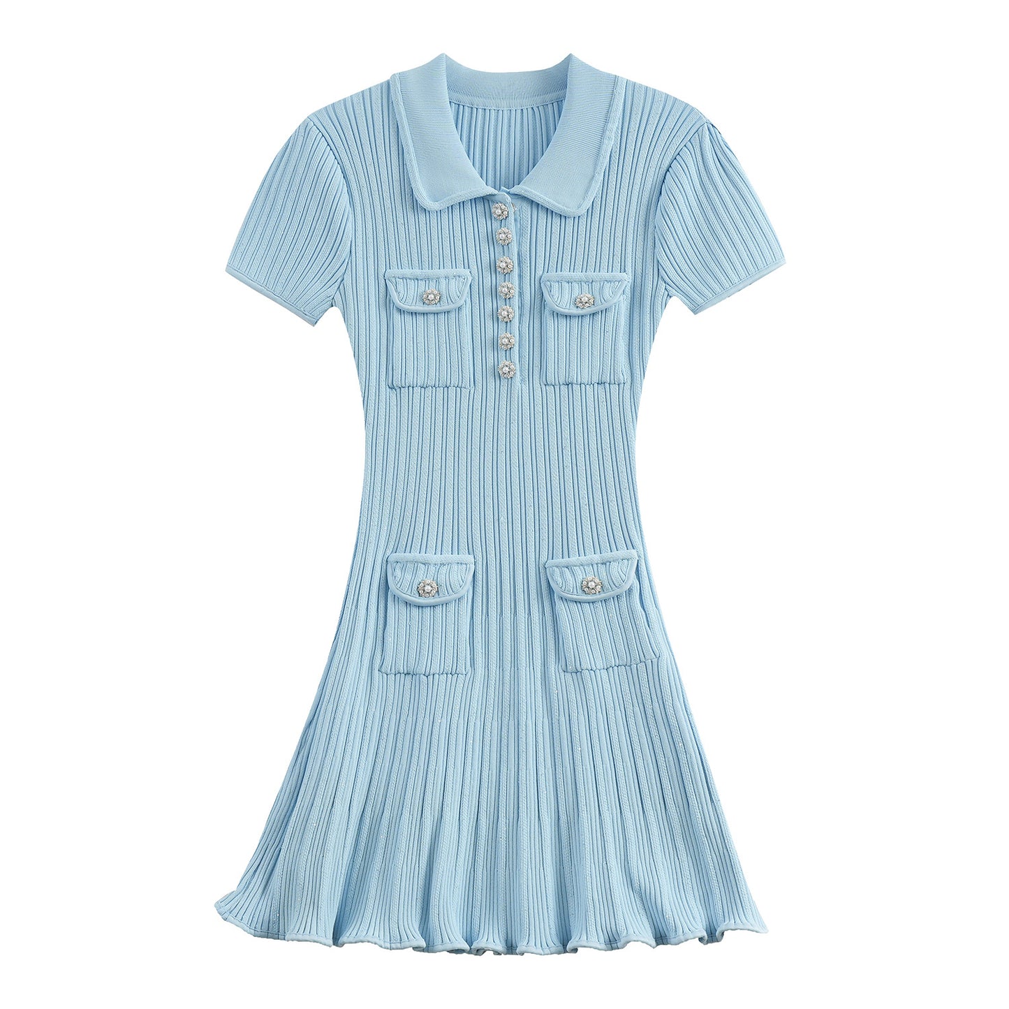 Classic White Classic Style Knitted Dress Waist Women's