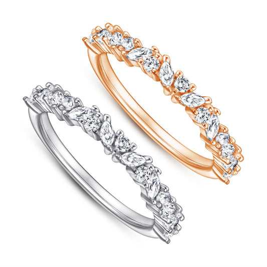 Sterling Silver Flowers Rose Gold Fashion Elegant Ring For Women