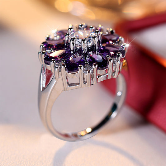 Petal-shaped Flower Ring Simple Personality Special Interest Light Luxury