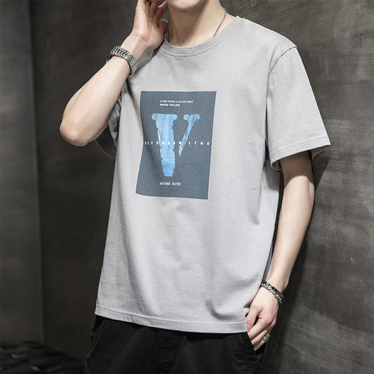 Men''s Short Sleeve T-shirt Summer Ice Silk Half Sleeve Clothes Loose Casual Cotton T-shirt