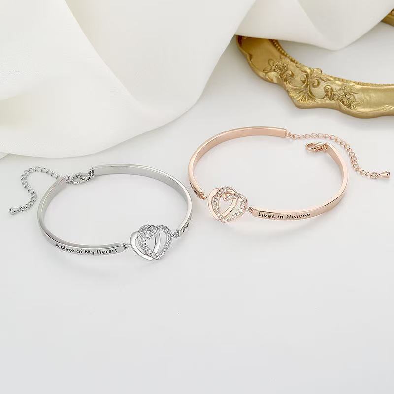 Micro-inlaid Heart-to-heart Print Bracelet Wrist Ring Women