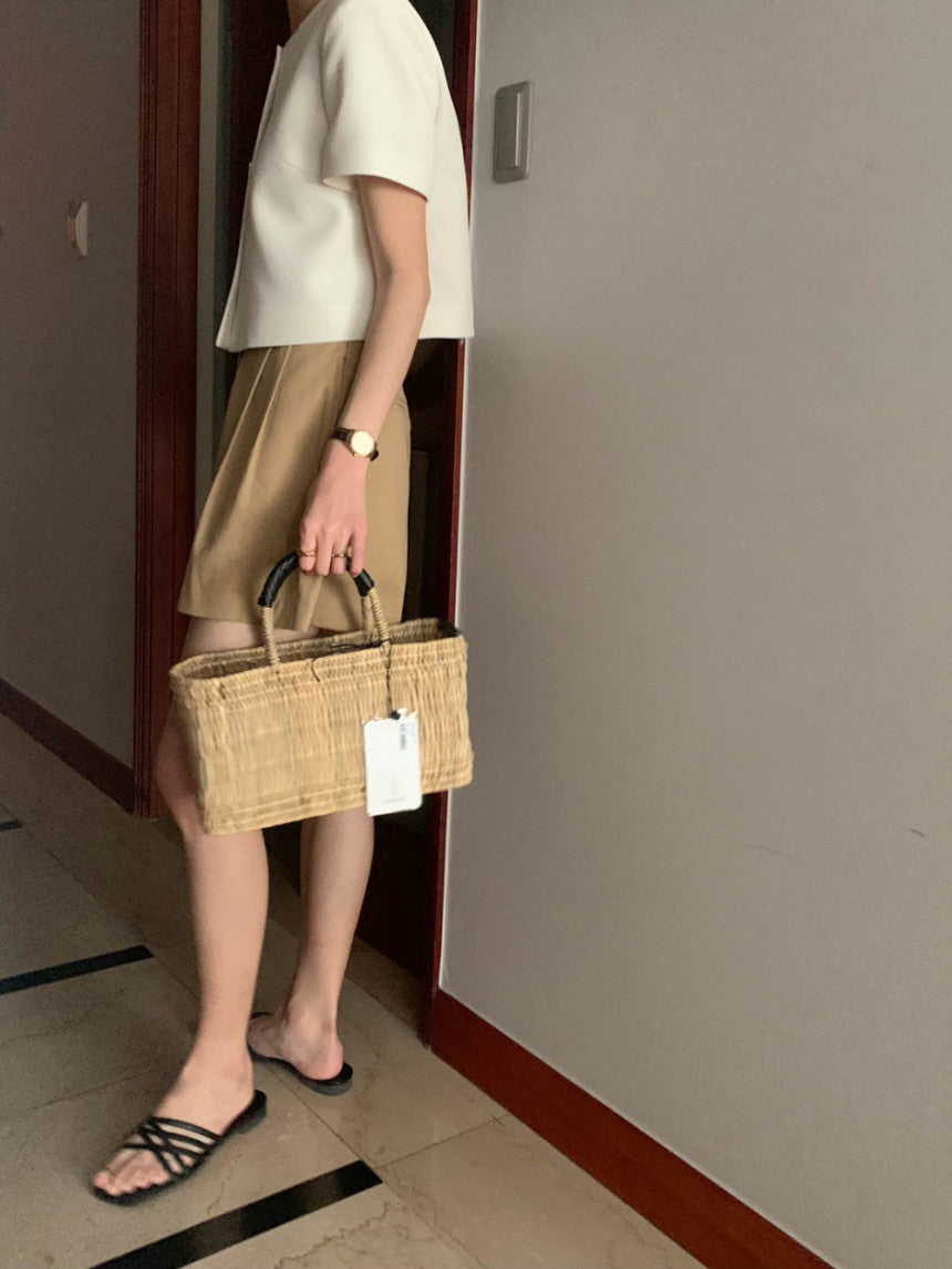 Summer Elegant Classic Style Round Neck Single-breasted Loose Leisure All-matching Puff Sleeve Short Coat For Women
