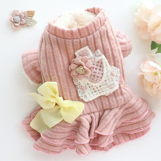 Pet Dog Clothes Cat Princess Skirt Cotton Padded Clothes