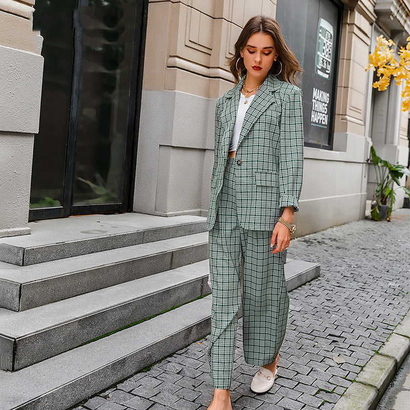 Women's Casual Commuter Plaid Elegant Temperament Professional Wear