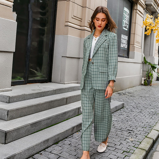 Women's Casual Commuter Plaid Elegant Temperament Professional Wear