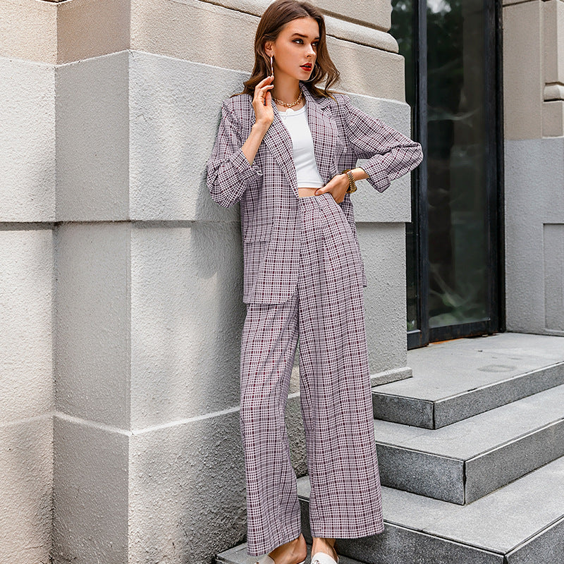 Women's Casual Commuter Plaid Elegant Temperament Professional Wear