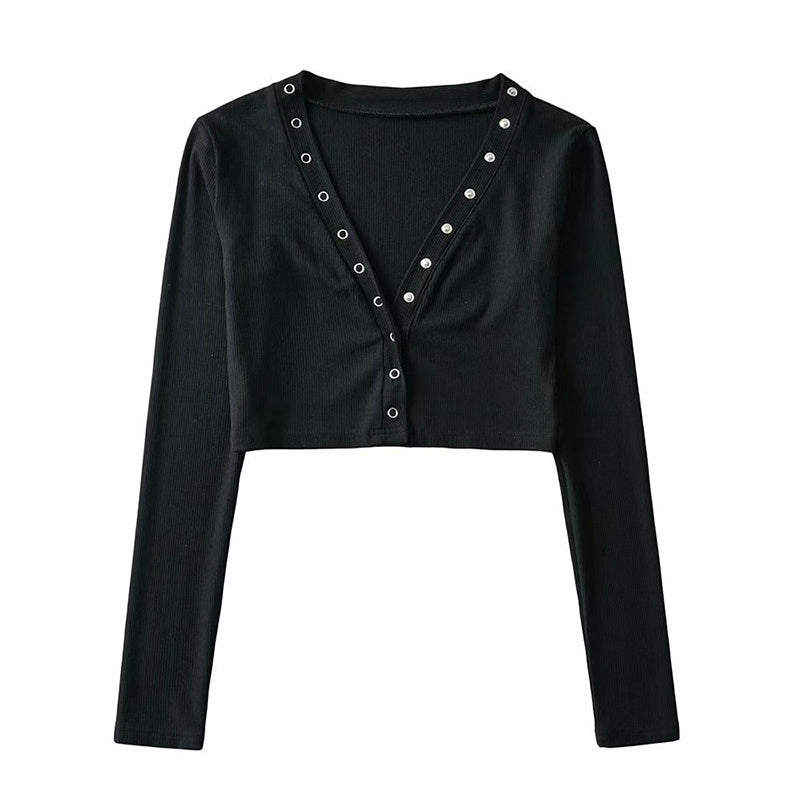 High Waist Slimming All Match Super Short top Bottoming Shirt