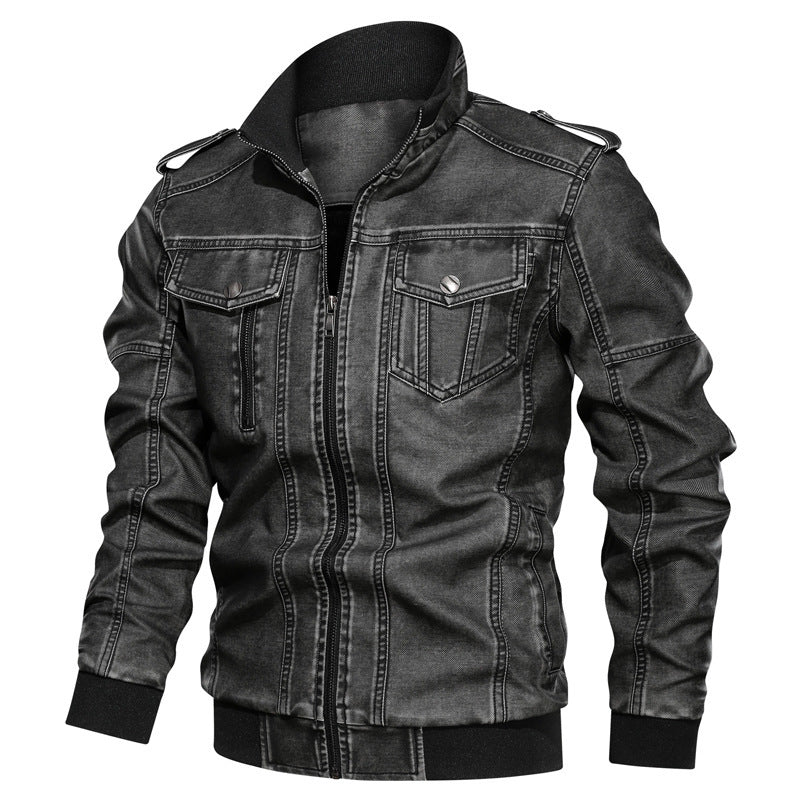 Bynetta fashion Men's Pu Leather Coat