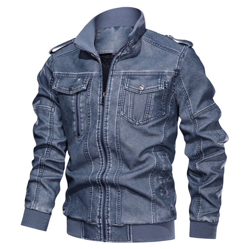 Bynetta fashion Men's Pu Leather Coat