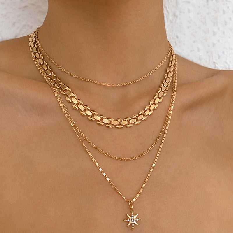 Multilayer Trend Elegant Jewelry Long Snake Chain Crystal