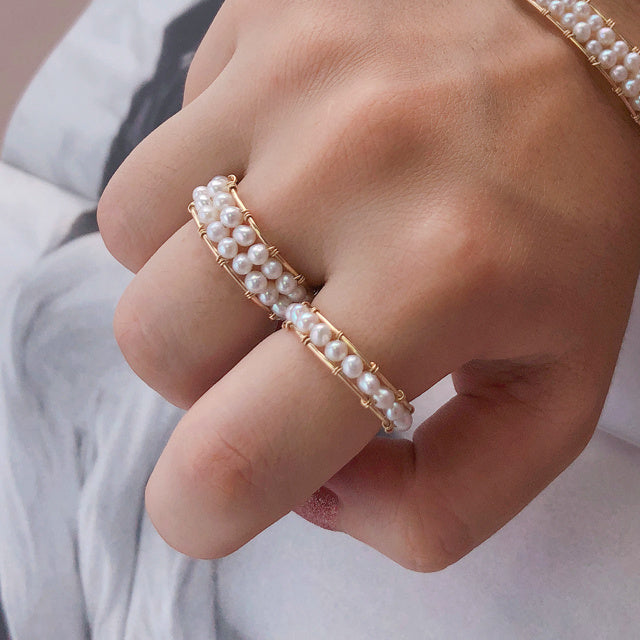 Natural pearl ring