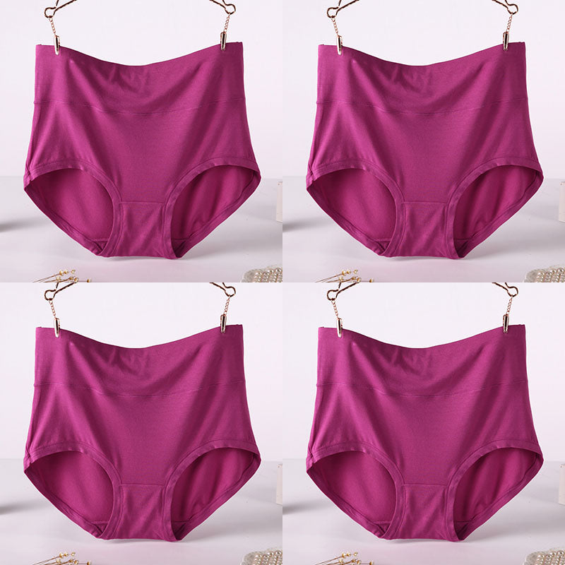 Women Underwear Soft Viscose Solid Color High Waist Panties 4pcs A Lot