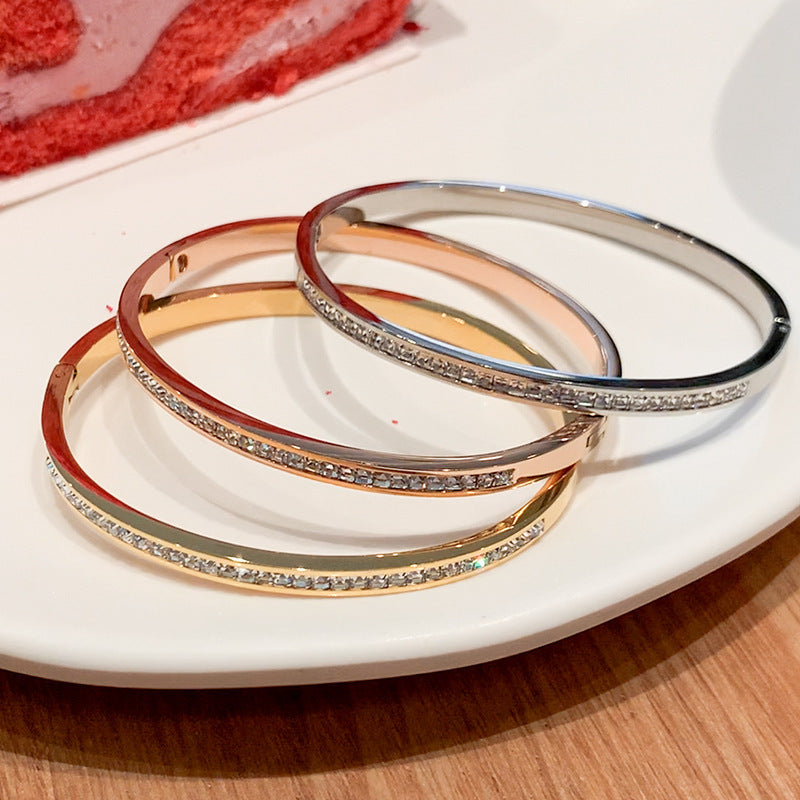 Stainless Steel Bracelet Women's Hand Jewelry High-grade Full Diamond Bracelet