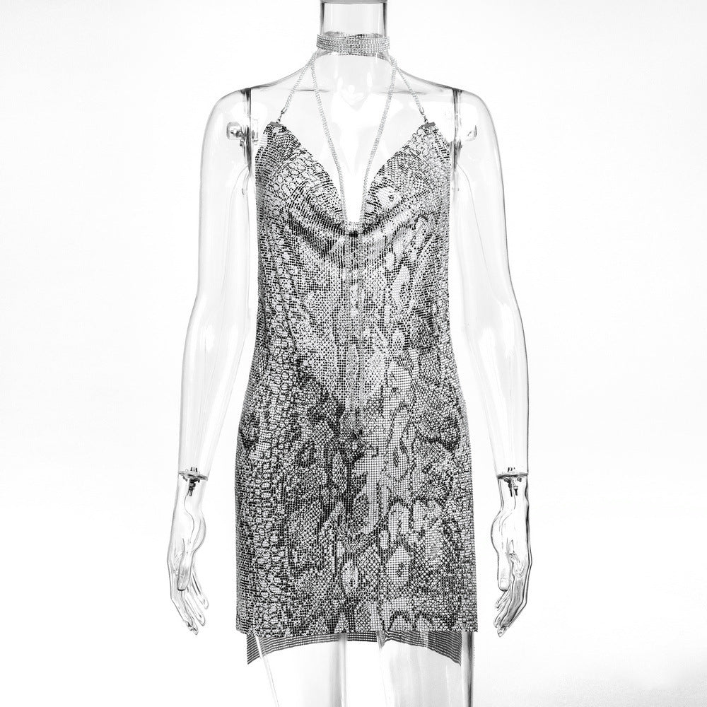 Metal Sequins Dress Rhinestone Women