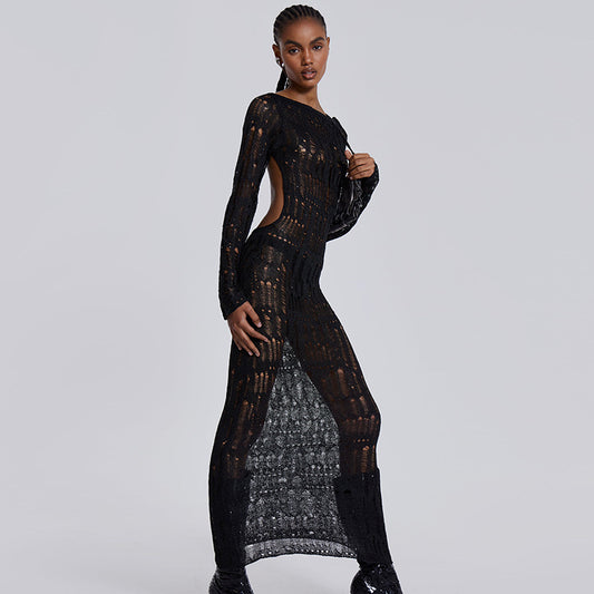 Elegant Long Woolen Dress Women