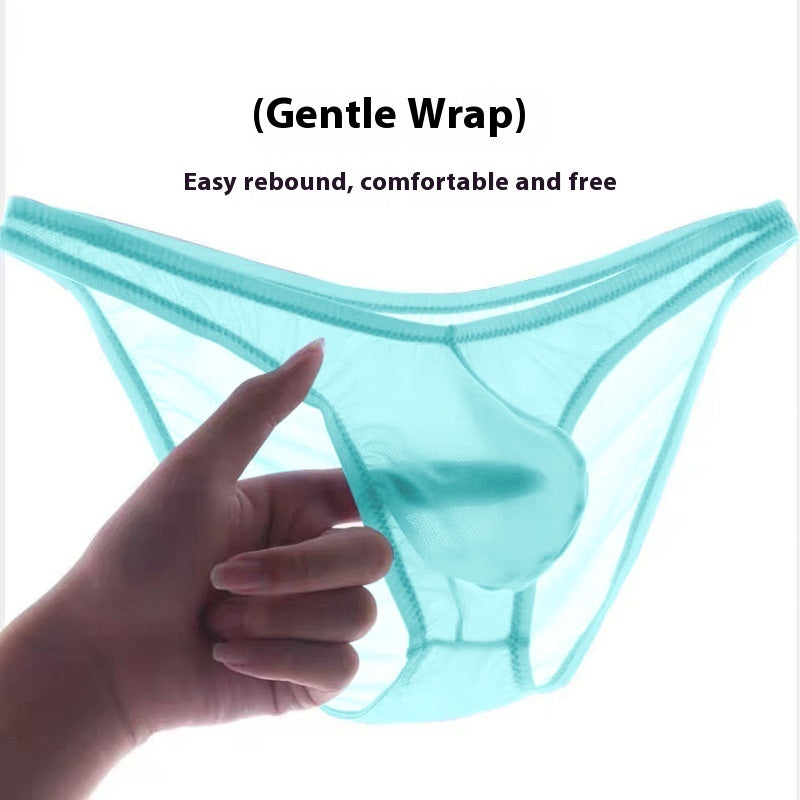 Ultra-thin Transparent Ice Silk Briefs Men's U Pouch Nylon Underwear
