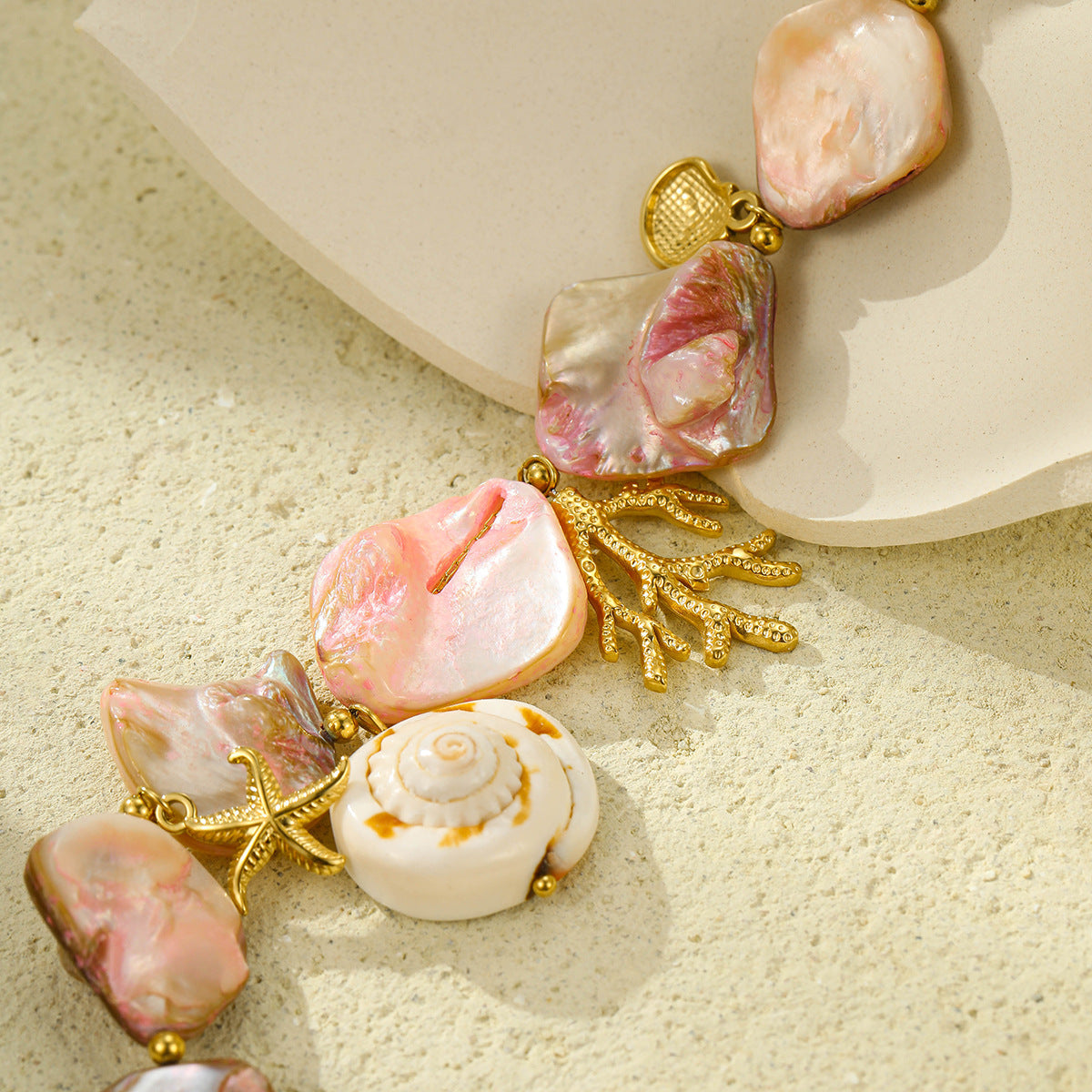 Beach Style Shell Coral Titanium Steel Clavicle Chain