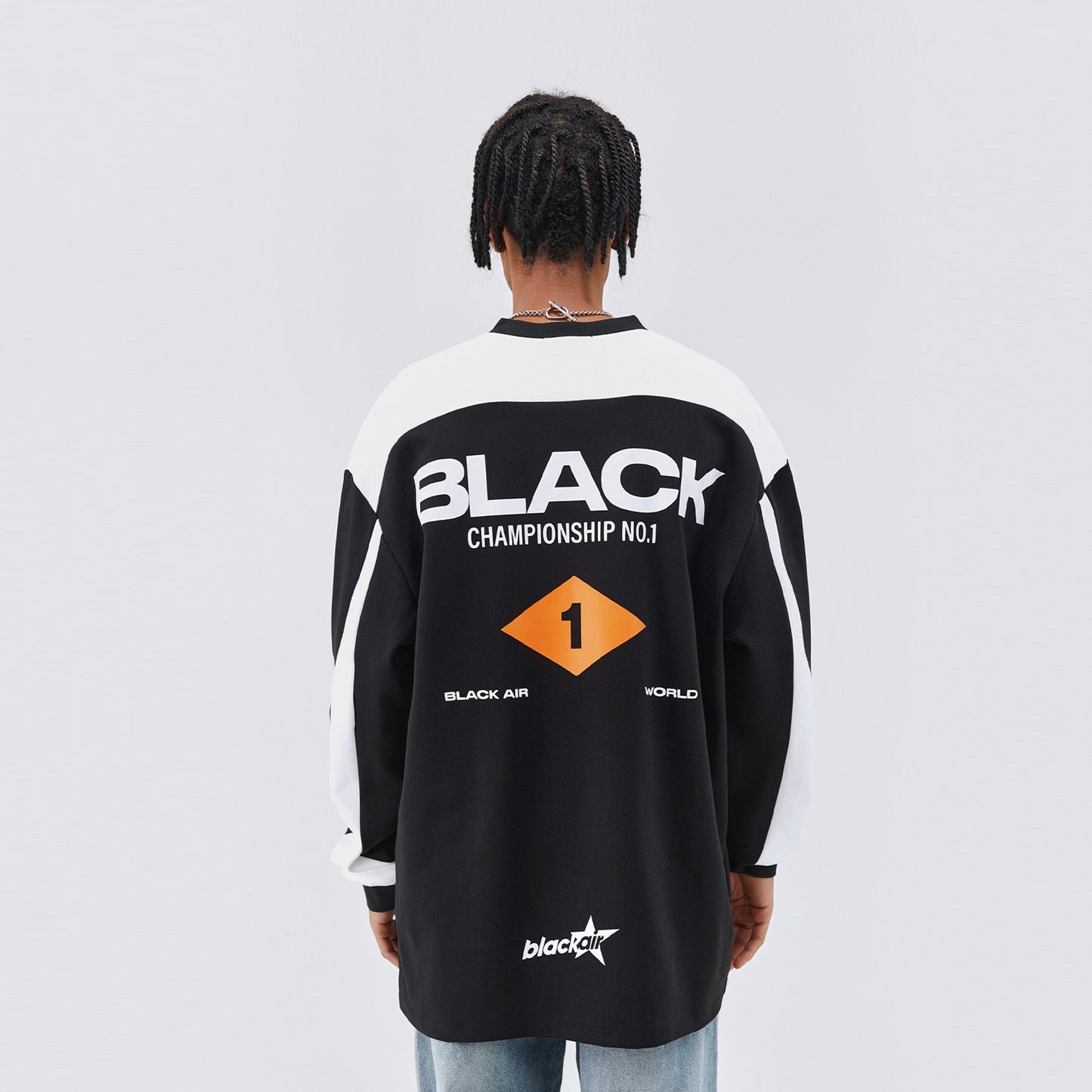 Men And Women Color Blocking Letters Long-sleeved Sweatshirt