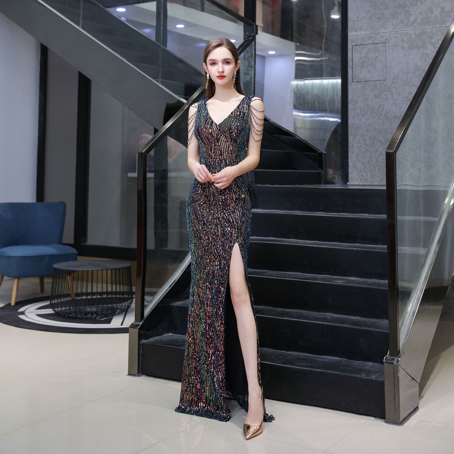 Ladies Sequin Slim Fit Mermaid Wedding Dress