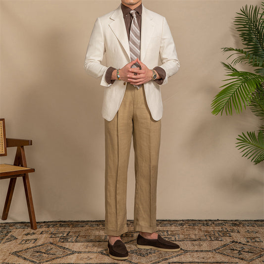 Casual Breathable Retro Suit Men's Half Lining