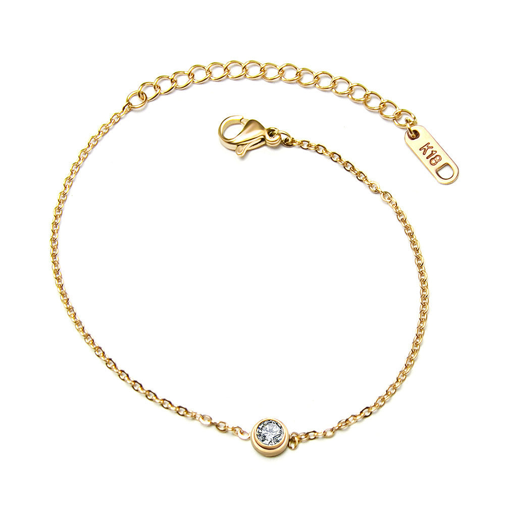 Titanium Steel 18k Gold One Diamond Bracelet
