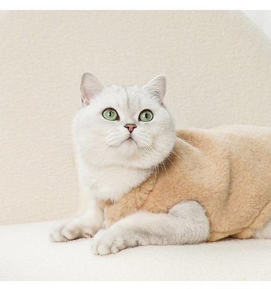Warm Cat Clothes Thickened Fleece-lined Plush Pet Vest Vest Cold-proof And Lint-proof