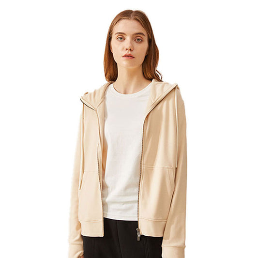 Fall Winter Coat Double Zipper Hooded Long Sleeve Warm Cardigan Women