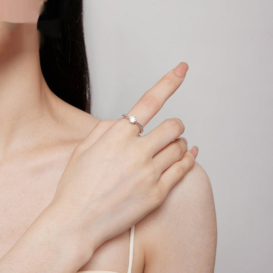 Silver Simple Button Wall Ring For Women