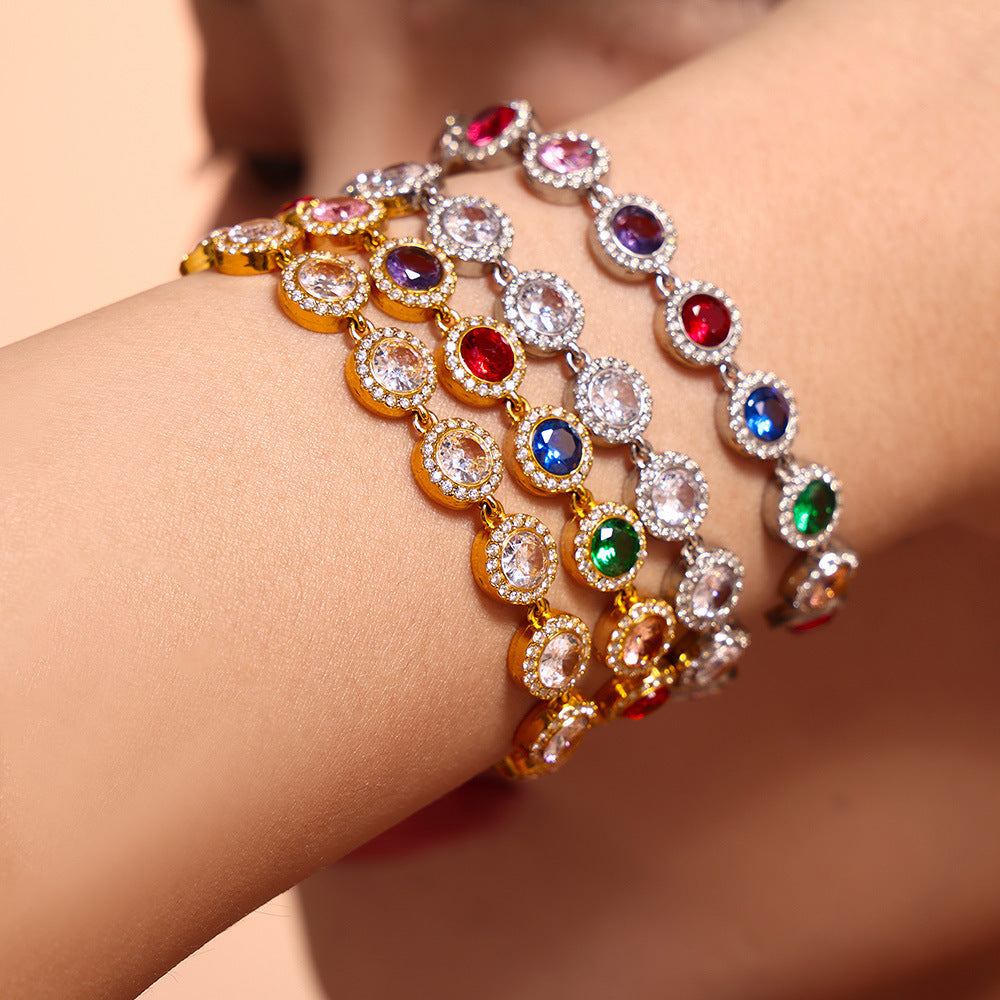 European And American Ins Style Love Shiny Zircon Stitching Bracelet Light Luxury Temperament