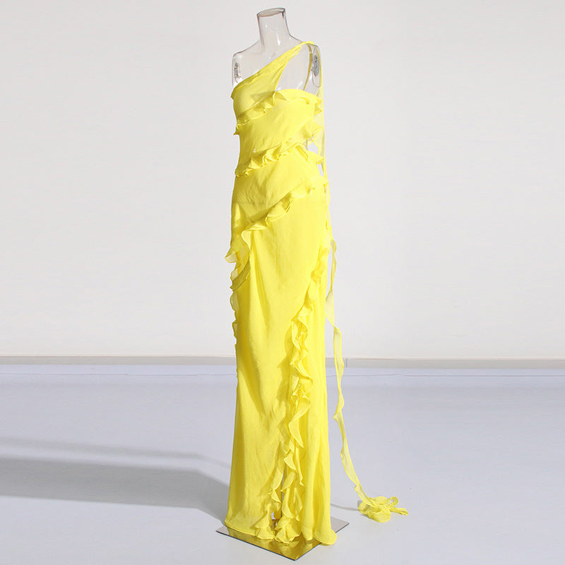 Fashion French Elegant Ribbon Split Dress Women
