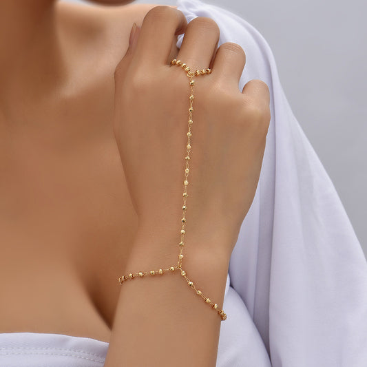 Small Beads Wafer Chain Ring Mitten-type Bracelet