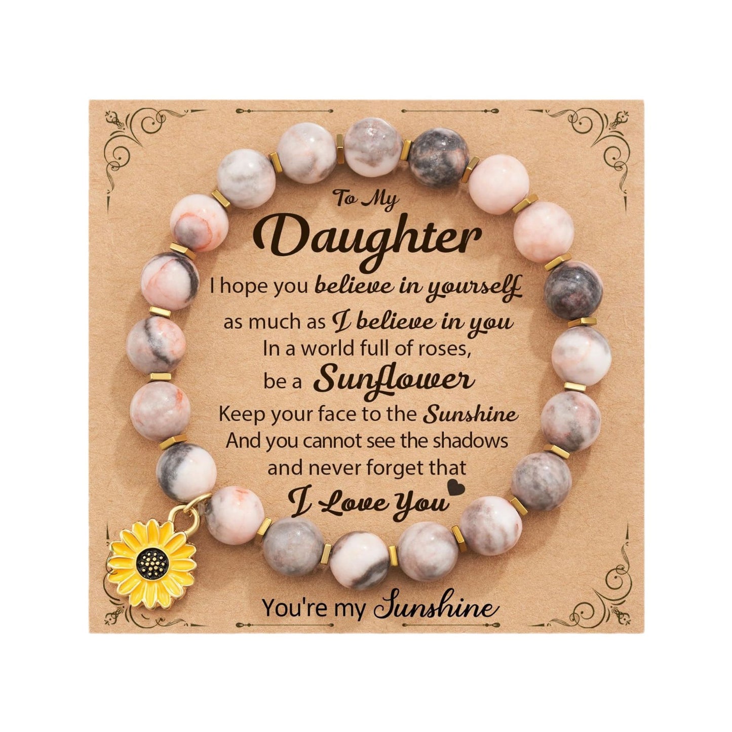 Zebra Sunflower Bracelet Natural Stone Bracelet