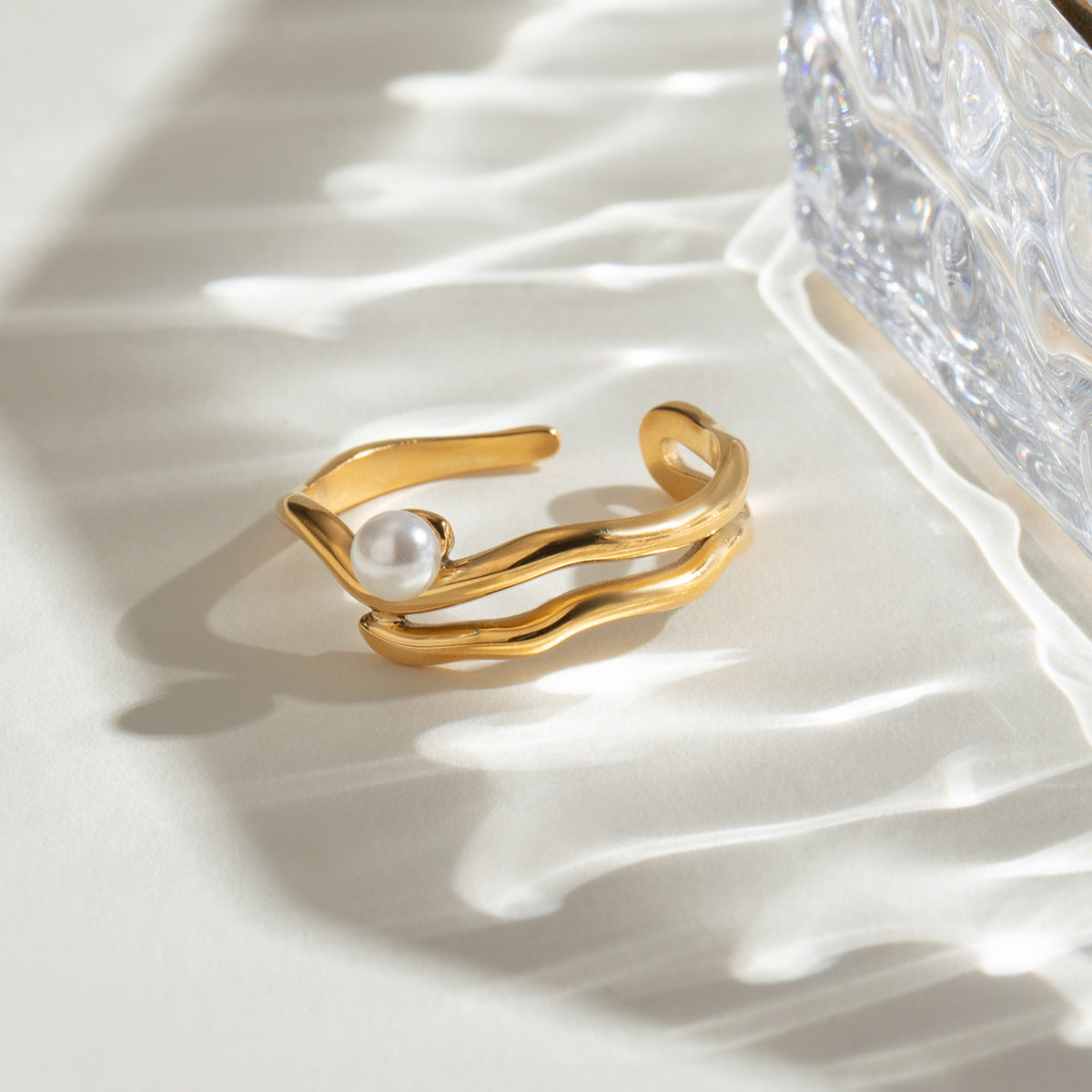 Stainless Steel Pearl Ring High-grade Ins Ring