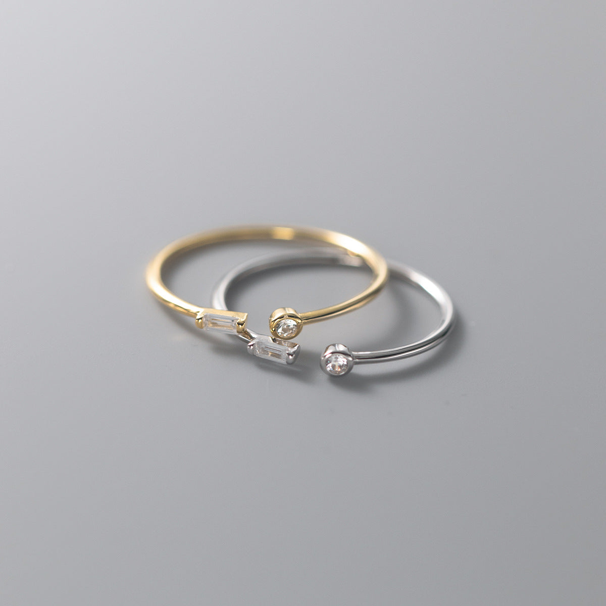S925 Silver Small Lady Square Diamond Open Ring For Women