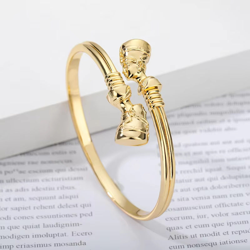 European And American Style Egyptian Pharaoh Head Hook Bracelet