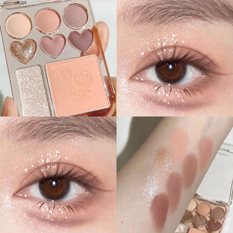 Heart Eye Shadow Plate Beads Matte Blush Highlight Integrated