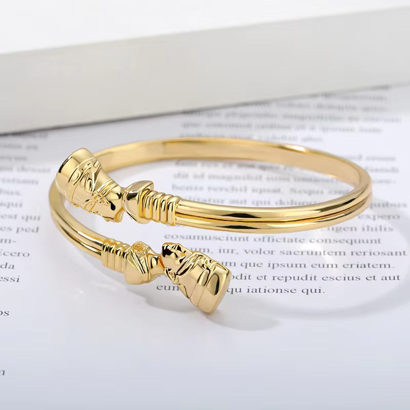 European And American Style Egyptian Pharaoh Head Hook Bracelet