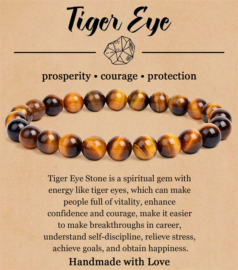 8mm Natural Stone Elastic Beaded Bracelet