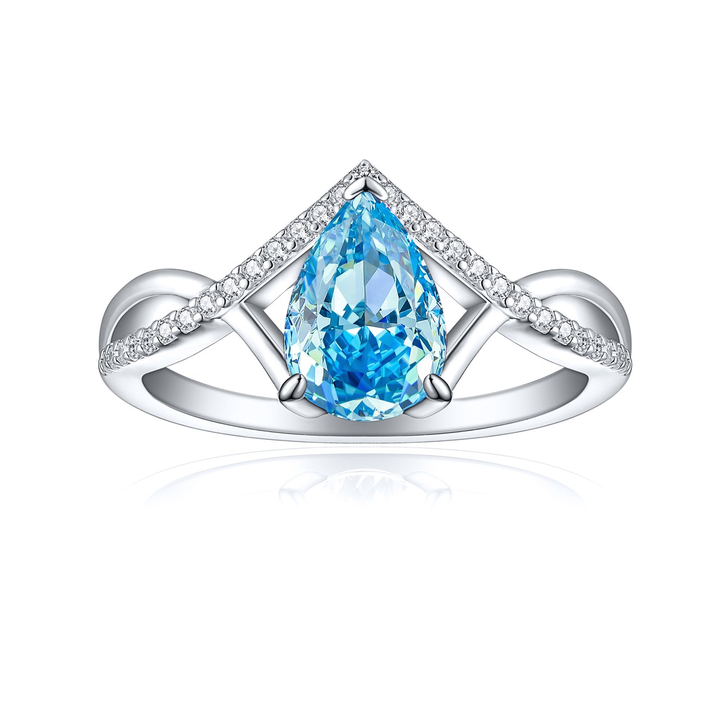 S925 Sterling Silver Inlaid High Carbon Rhinestone Ring Women