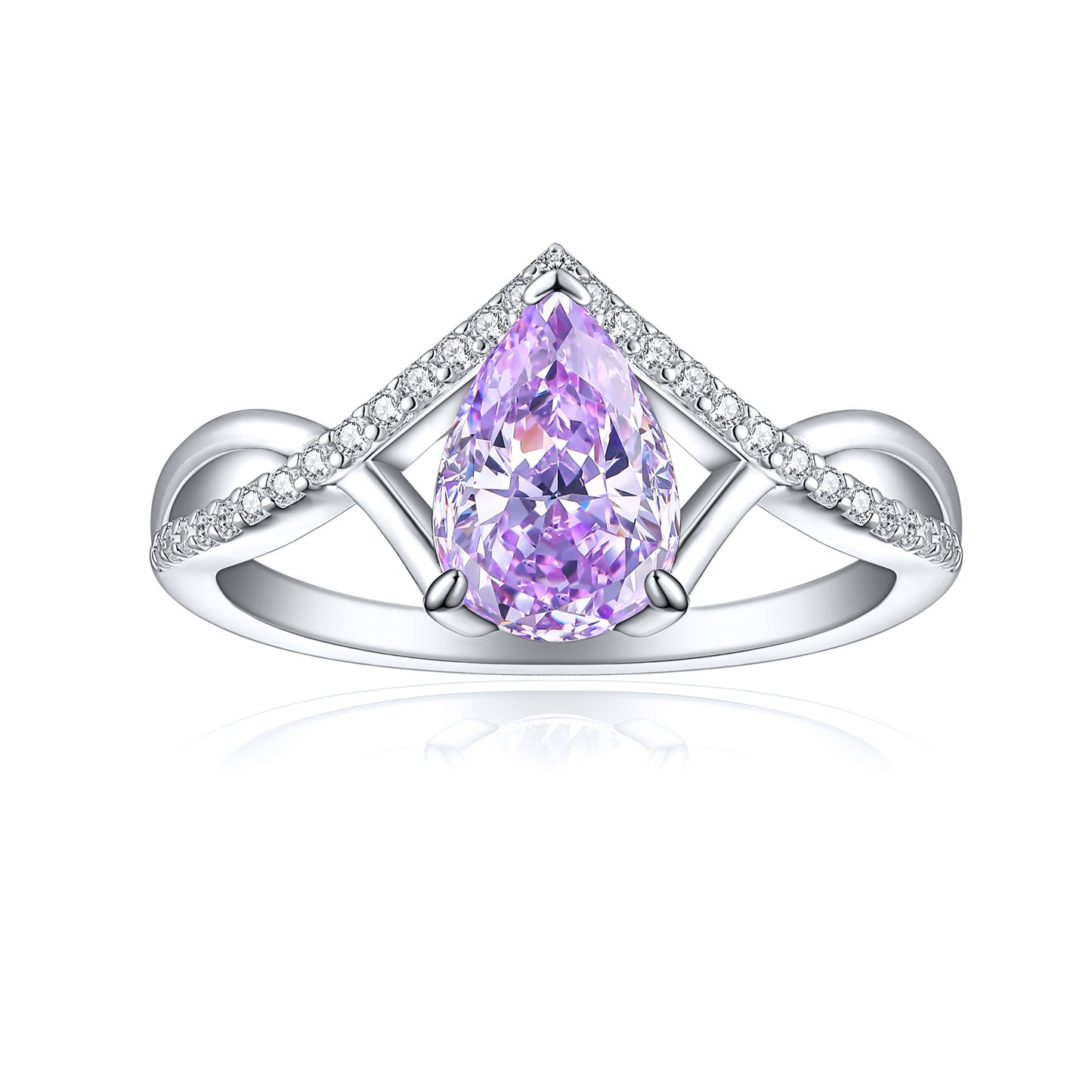 S925 Sterling Silver Inlaid High Carbon Rhinestone Ring Women