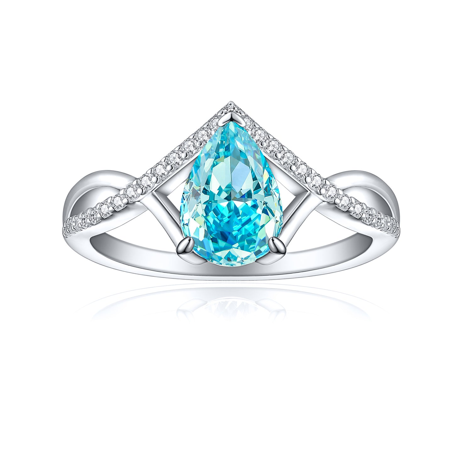S925 Sterling Silver Inlaid High Carbon Rhinestone Ring Women